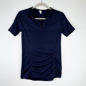 Athleta 1/4 Zip Short Sleeve Ruched Front Running Shirt Women’s Size Small